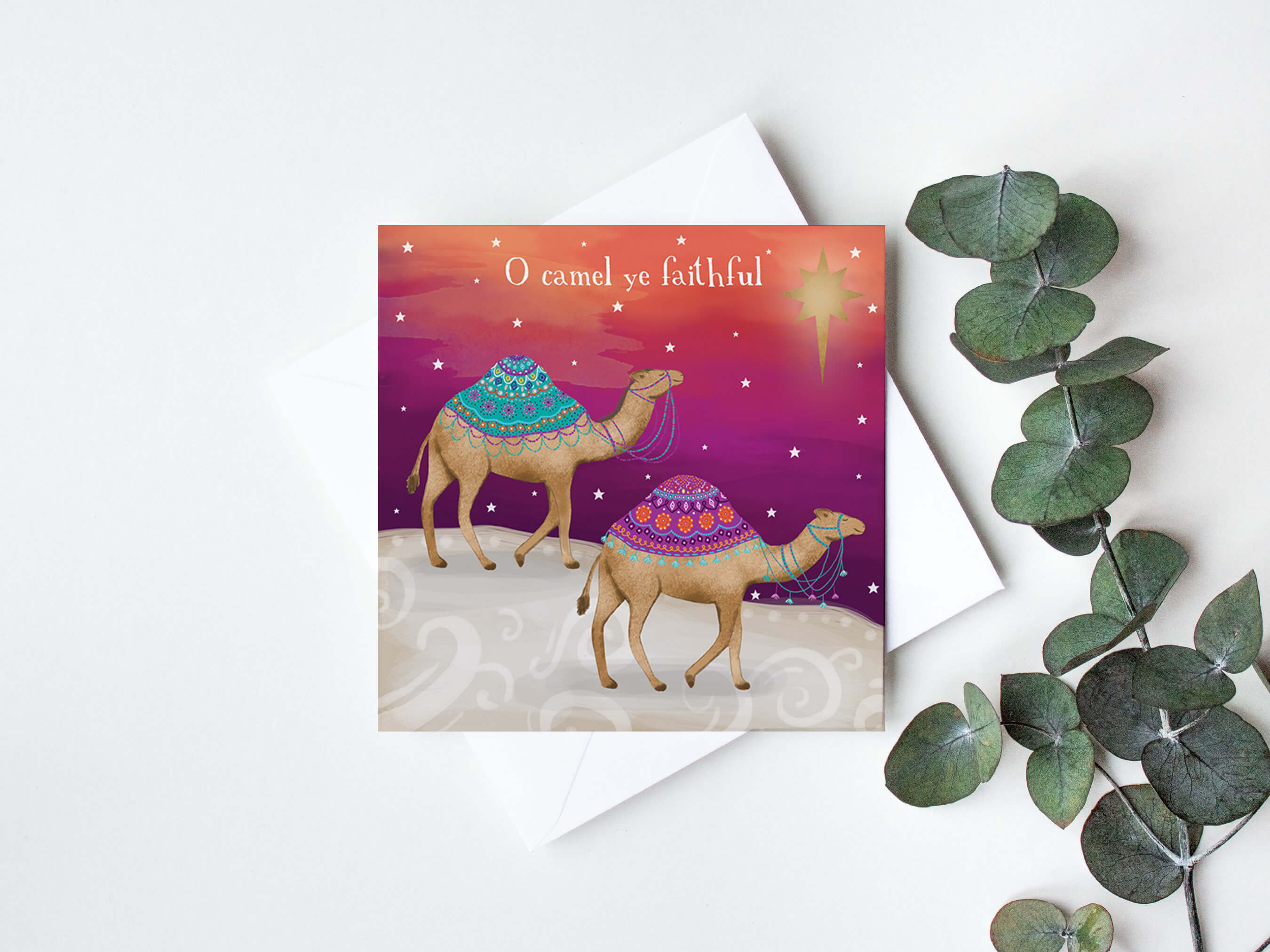 religious_charity_christmas_card_with_camel_scene_and_Christmas_pun