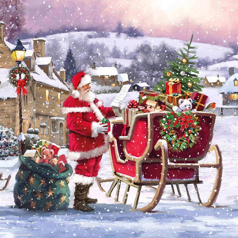 Santa_Clause_Dropping_off_Gifts_for_children_on_a_snowy_christmas_day
