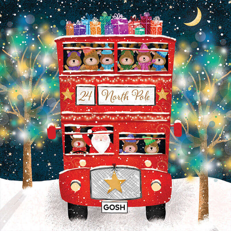 Santa_takes_a_Bus_to_the_north_pole_Christmas_card