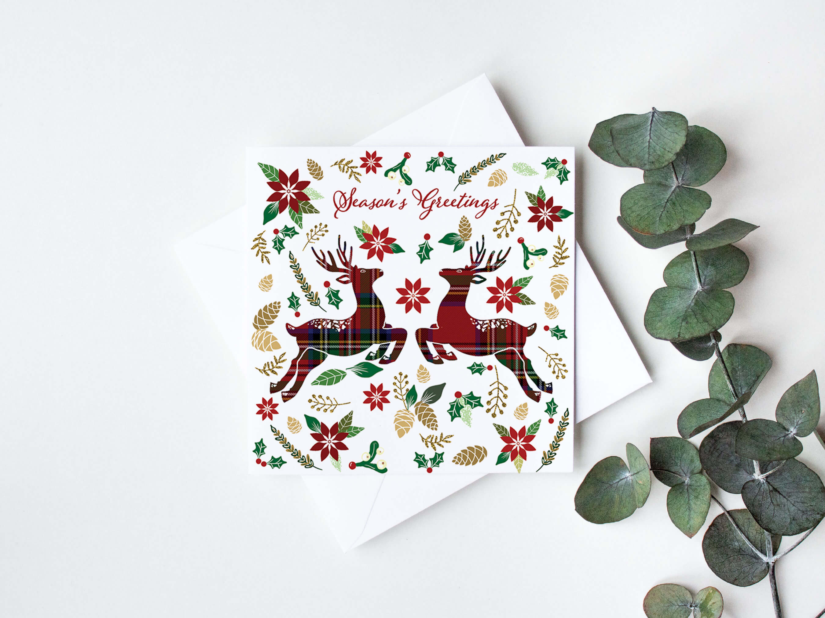 contemporary_charity_christmas_card_with_tartan_reindeer_print