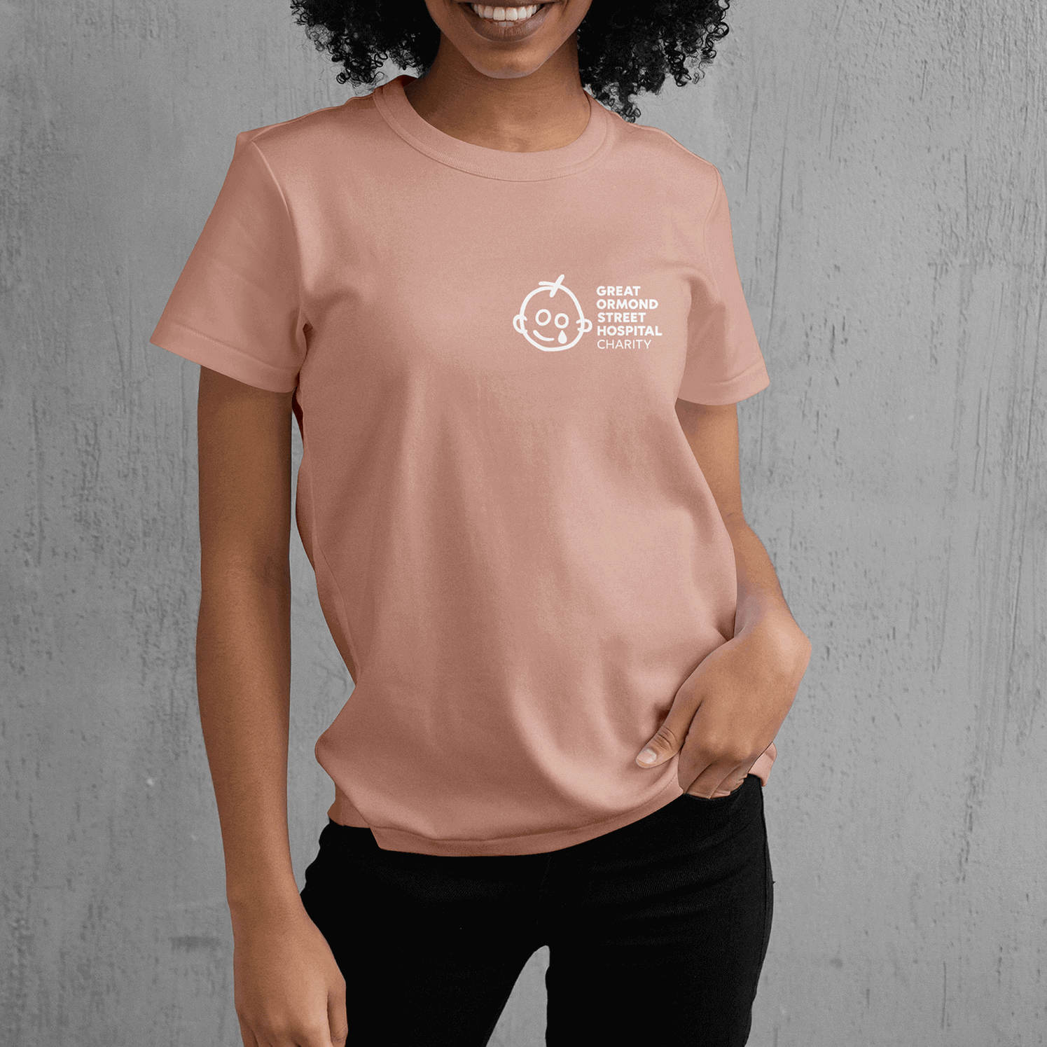Dusty Pink Charity logo t-shirt